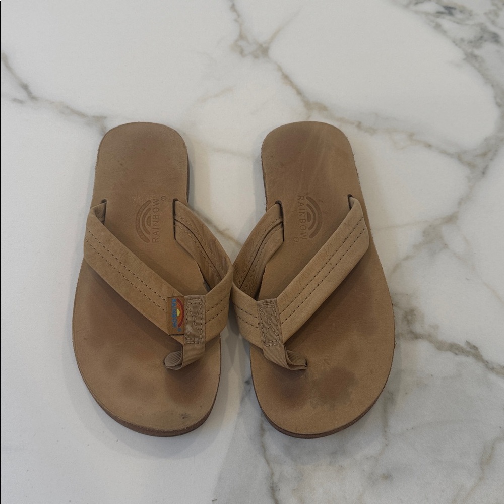 Rainbow Tan Sandals. Boys size 2/3